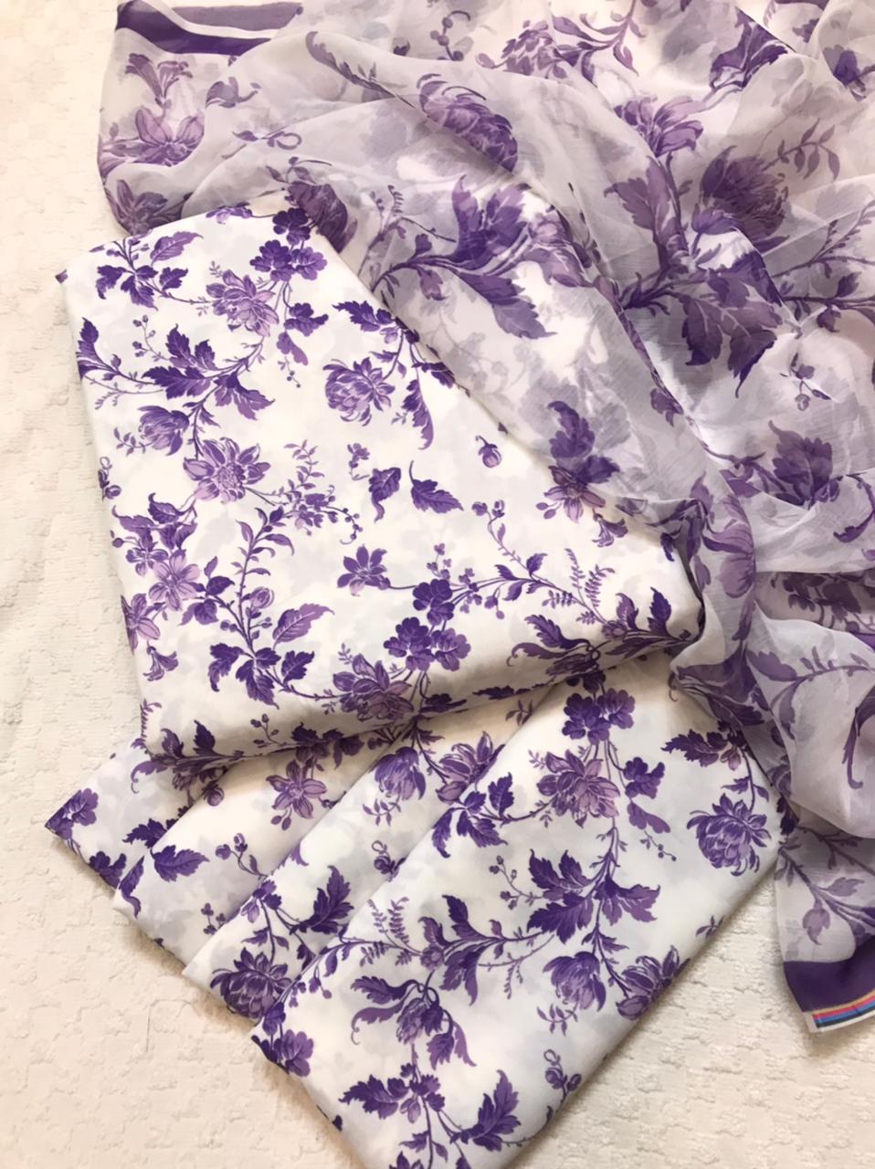 Digital Printed 3 Piece Swiss Lawn With chiffon Dupatta