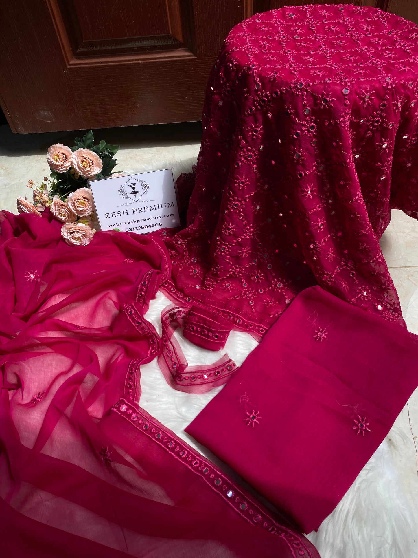Z-P 128 HEAVY EMBROIDERY (REDISH PINK)