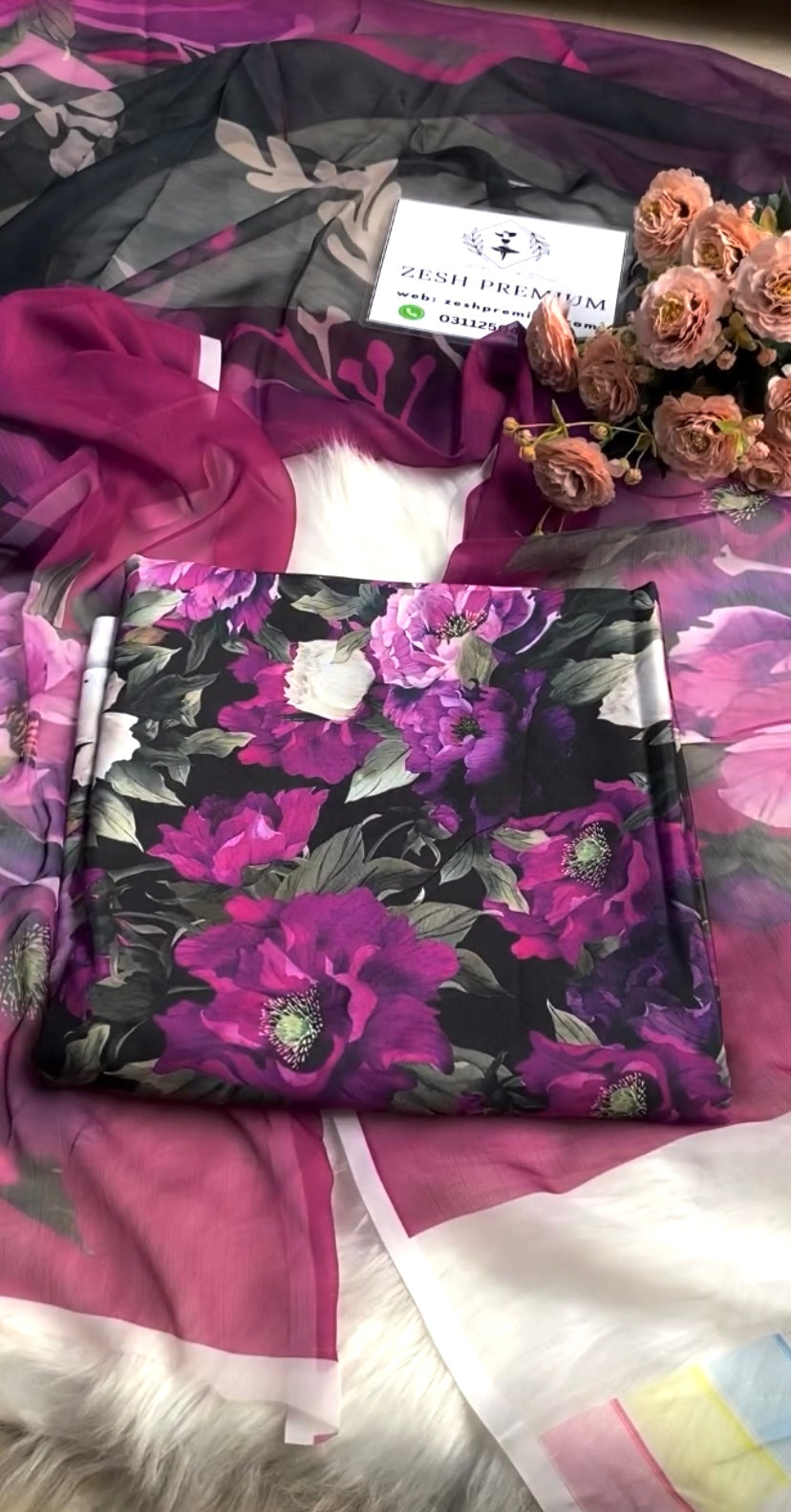 SWISS LAWN Unstich 3pcs ( gulab )