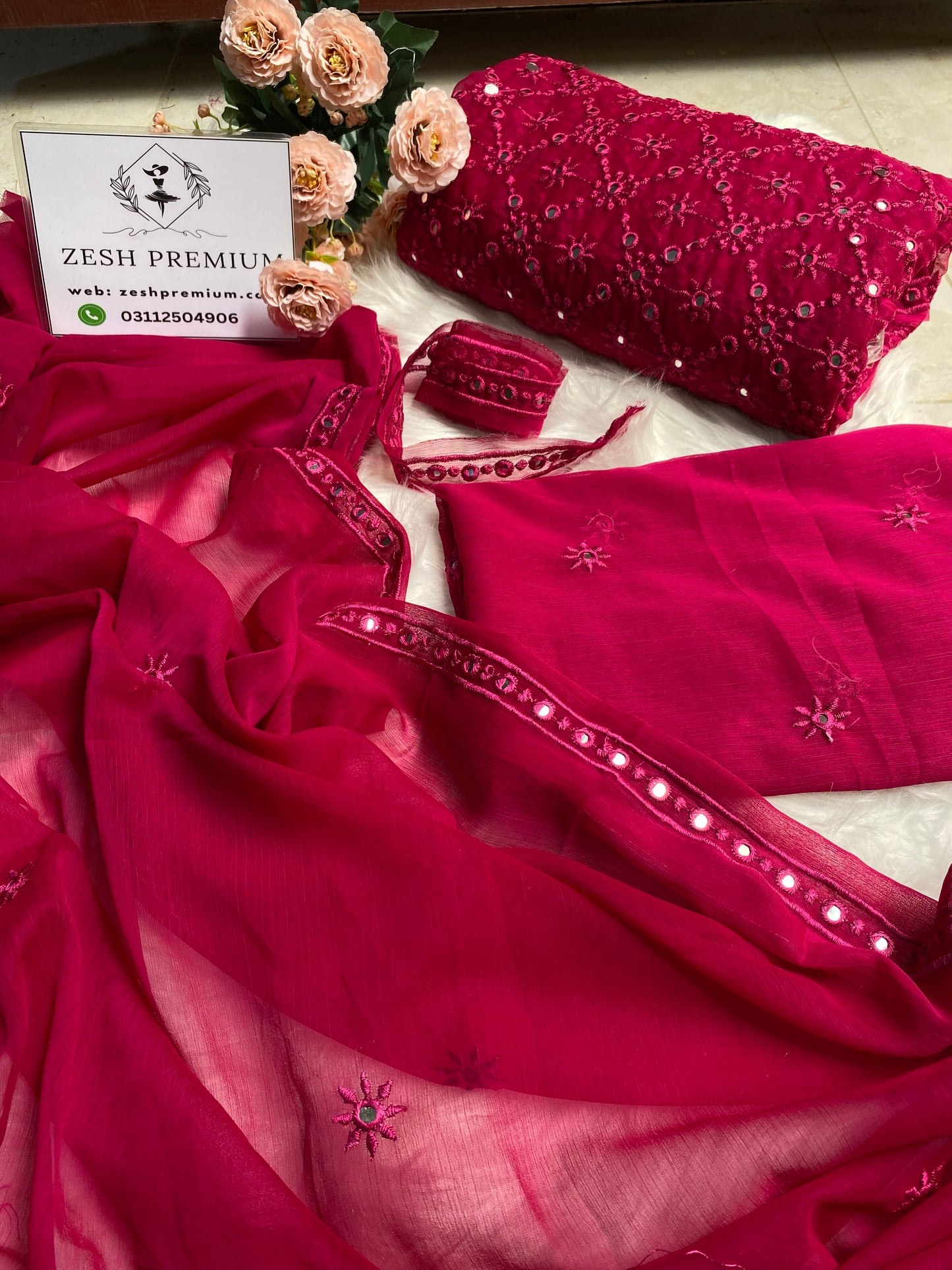 Z-P 128 HEAVY EMBROIDERY (REDISH PINK)