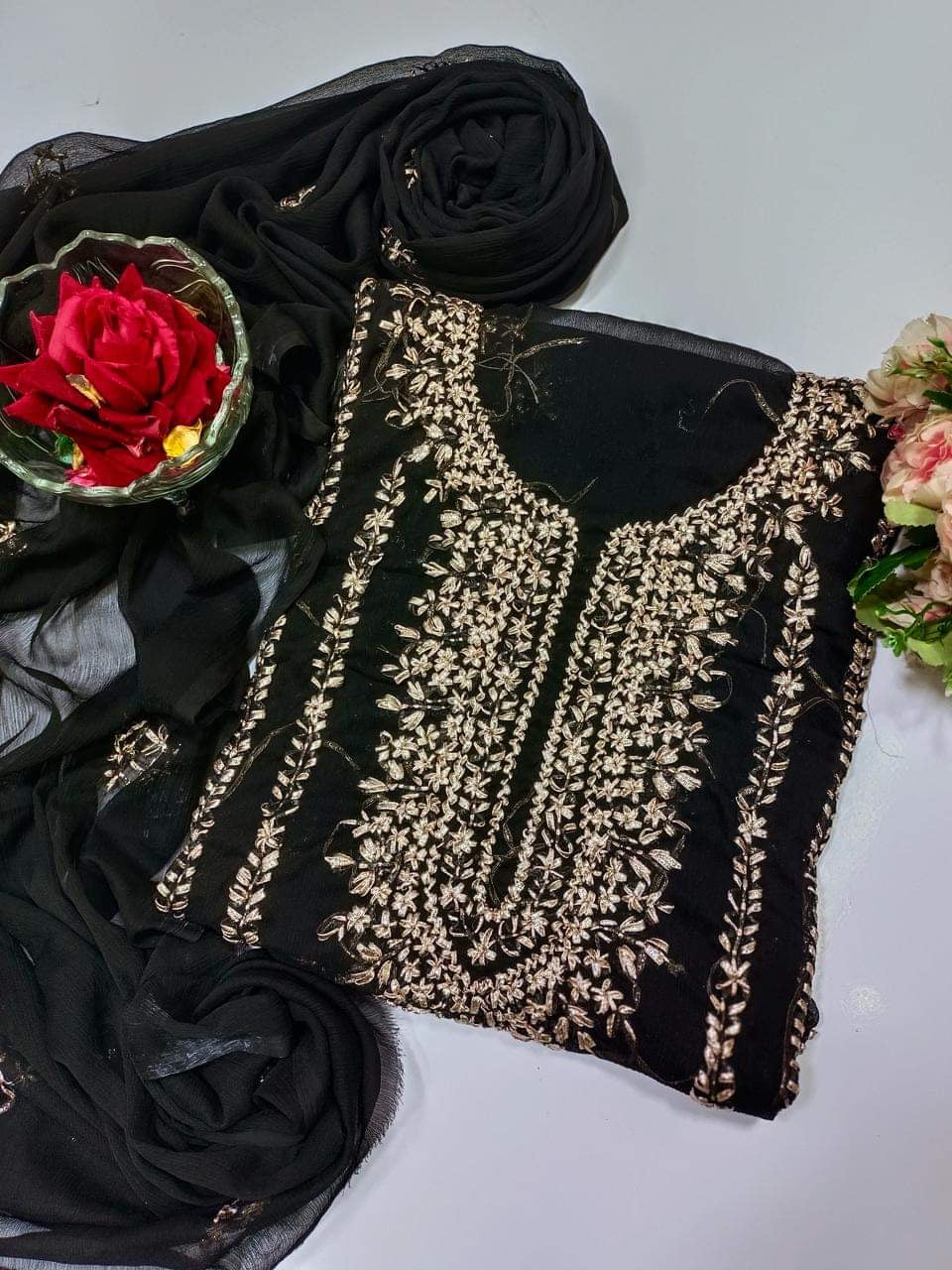 GOTA HAND MADE CHIFFON || 2 pec|| ( zink )