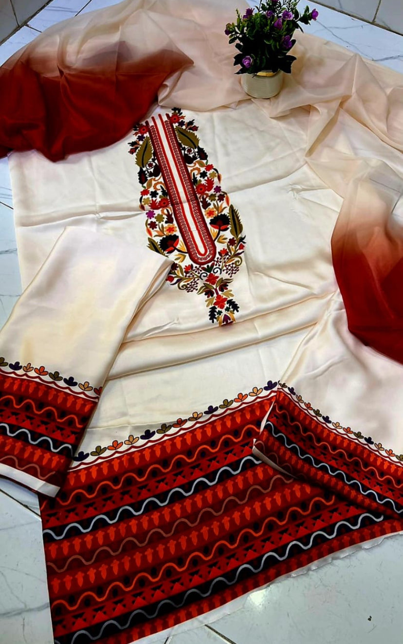 DIGITAL PRINT SHALMOZE SILK 3 PCS