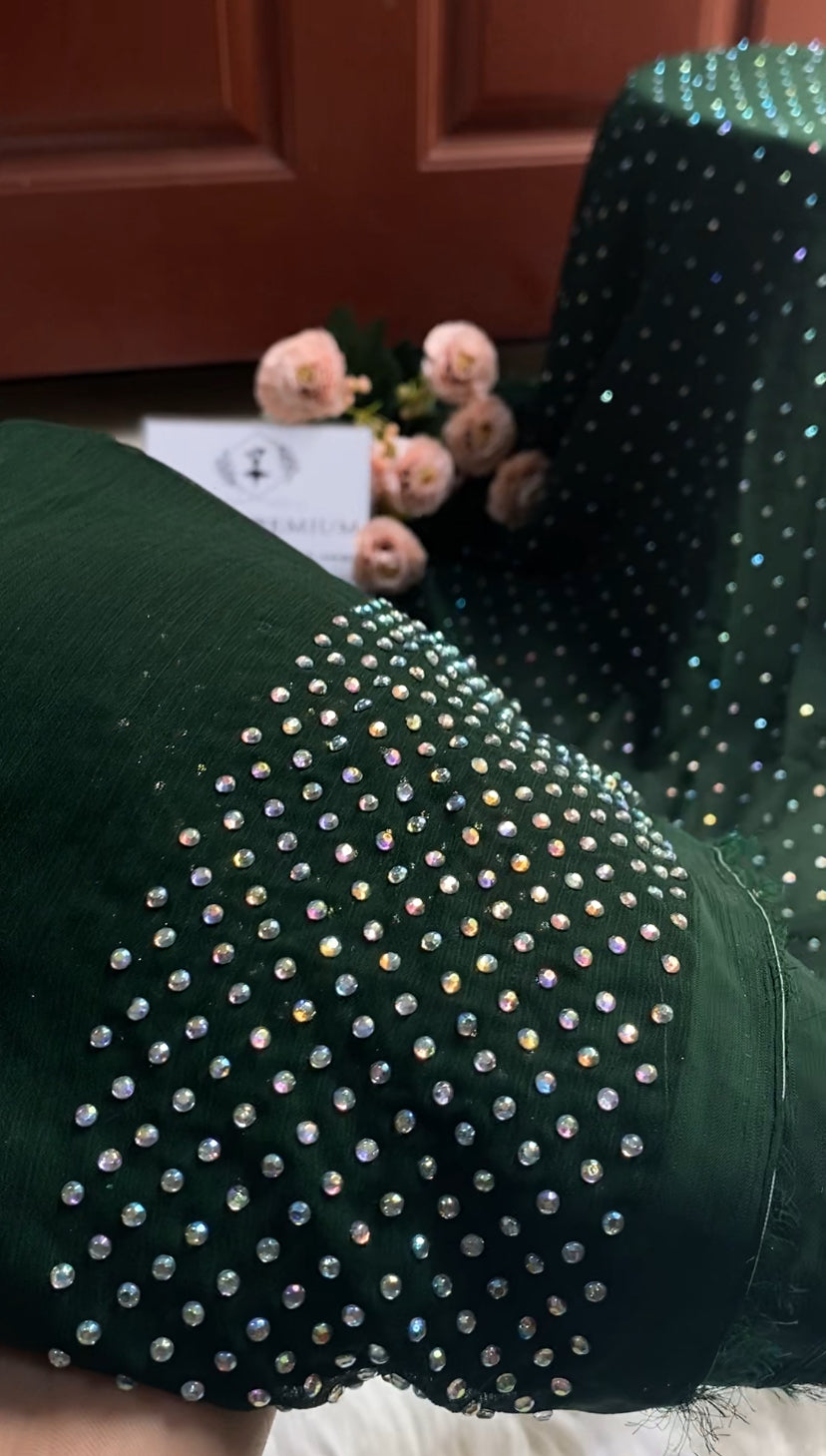 Chiffon Crystal Work 3 Piece Dress ( KAI GREEN )