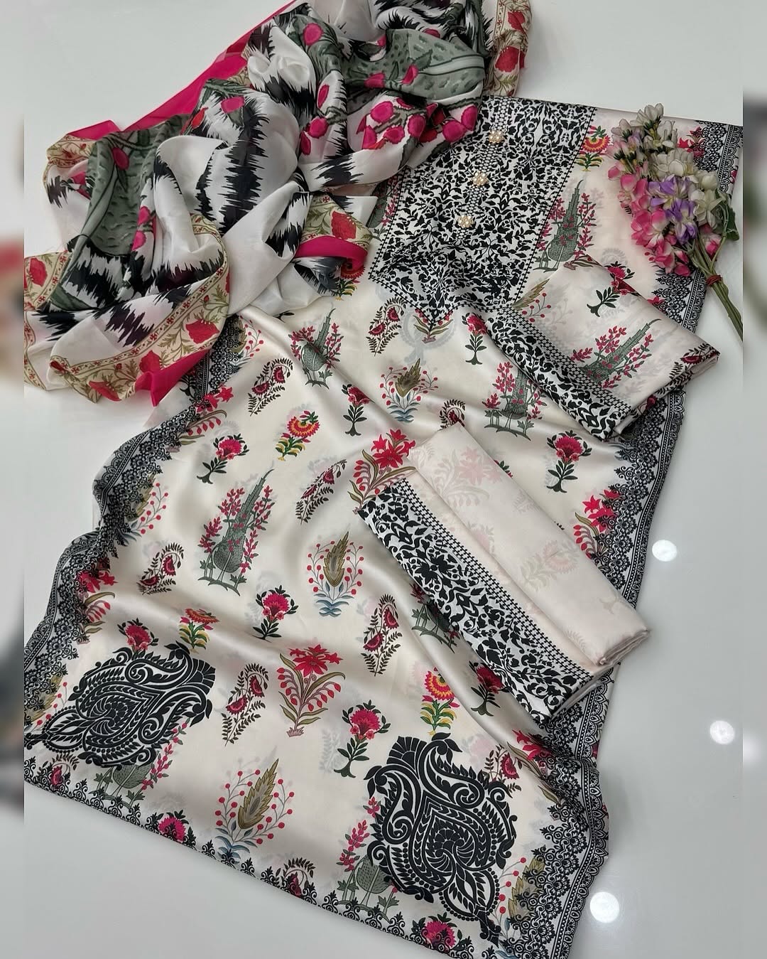 DIGITAL PRINT SHALMOZE SILK 3 PCS