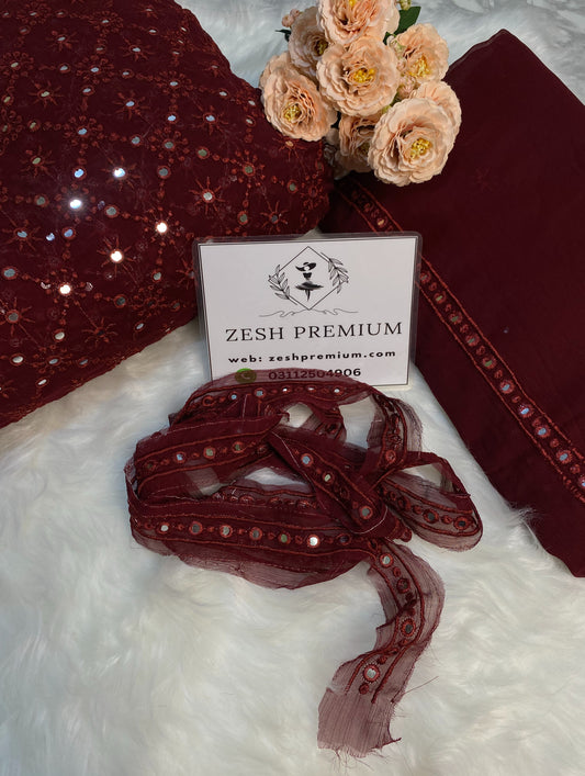 Z-P 128 HEAVY EMBROIDERY (MEHROON)