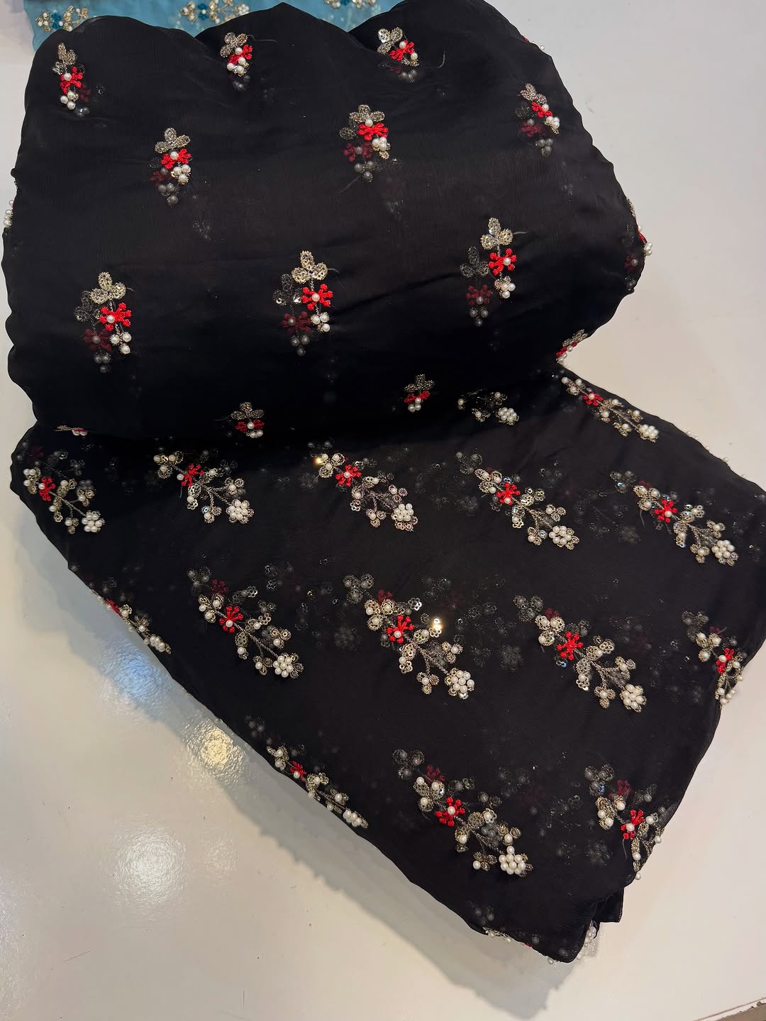 FLOWER PULLS BUNCH CHIFFON [ BLACK ] 3 pec