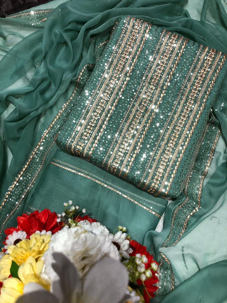 RIMJHIN (3pec) chiffon || MINT COLOR ||