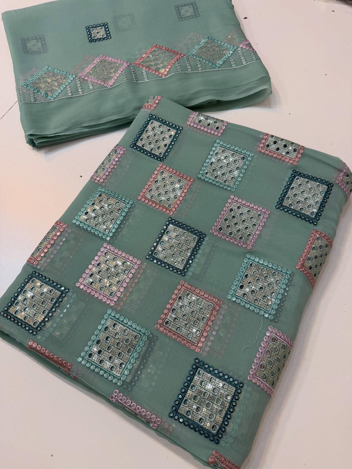 CHIFFON BOX MULTI (3pec) [mint green ]