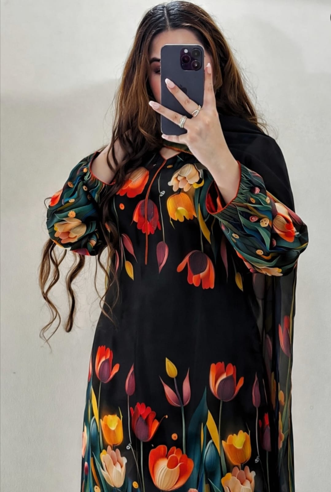 DIGITAL PRINT SHALMOZE SILK 3 PCS JAZMIN WHITE