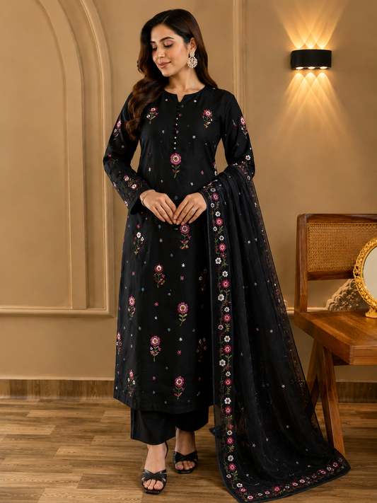 3D flower LAWN 3 pec ( black )