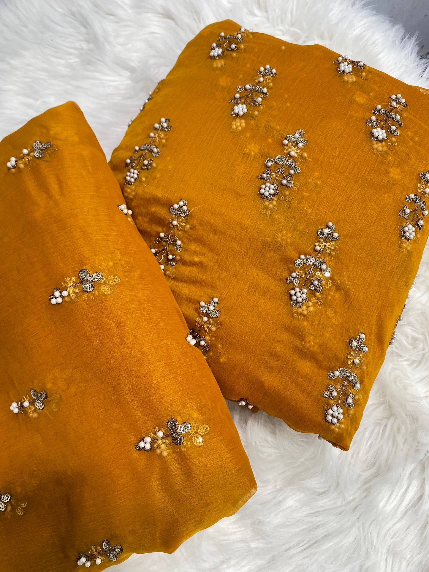 FLOWER PULLS BUNCH CHIFFON [ mustard ] 3 pec