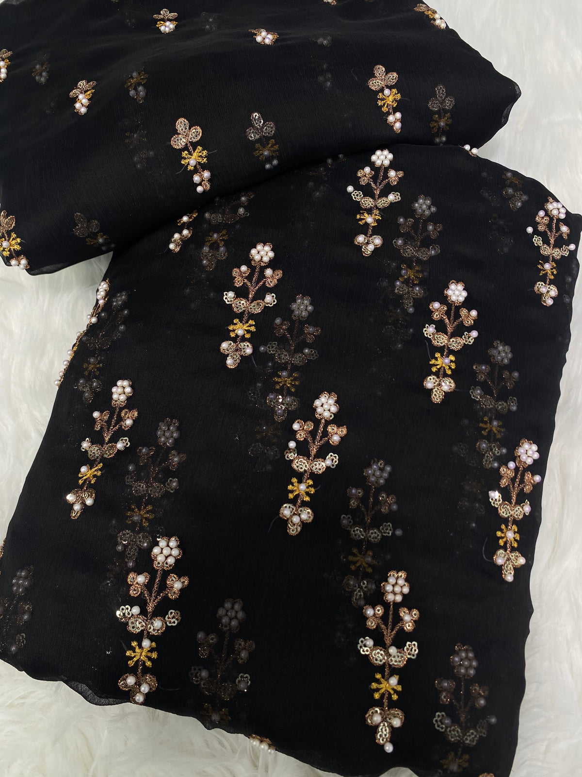 FLOWER PULLS BUNCH CHIFFON [ BLACK ] 3 pec