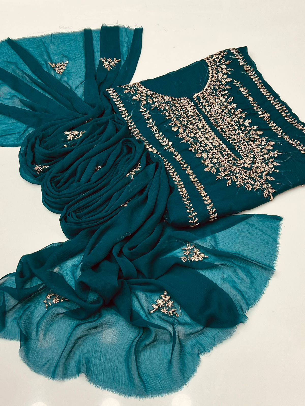 GOTA HAND MADE CHIFFON || 2 pec|| ( zink )