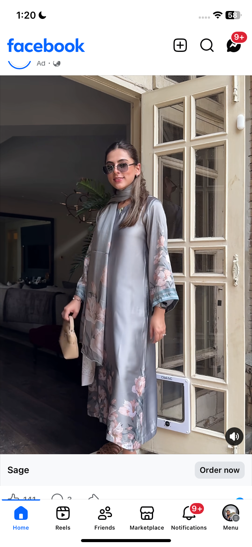 DIGITAL PRINT SHALMOZE SILK 3 PCS GRAY