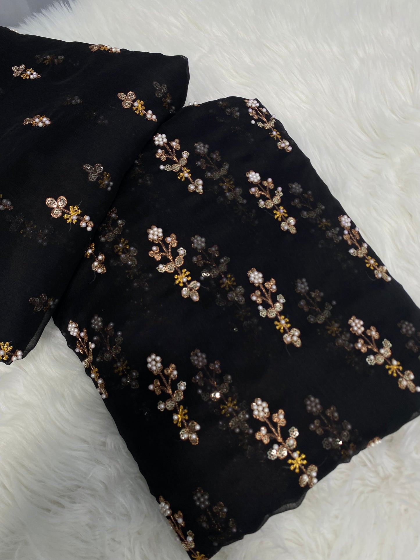 FLOWER PULLS BUNCH CHIFFON [ BLACK ] 3 pec
