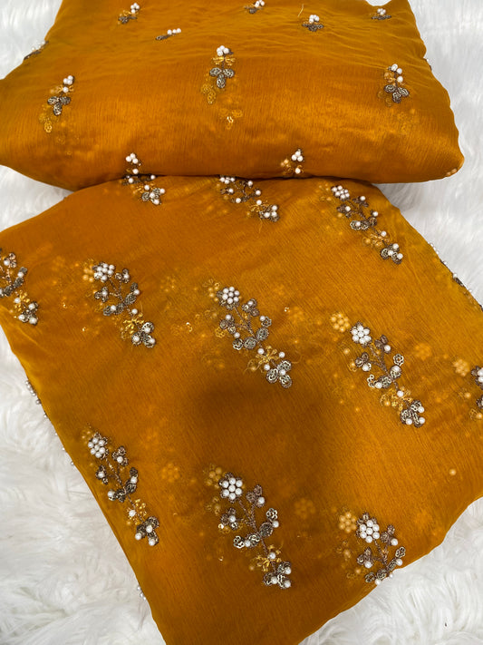 FLOWER PULLS BUNCH CHIFFON [ mustard ] 3 pec