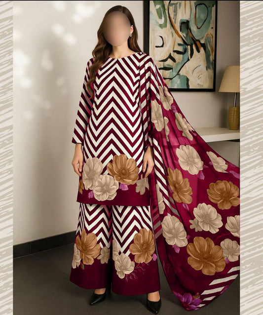 DIGITAL PRINT SHALMOZE SILK 3 PCS