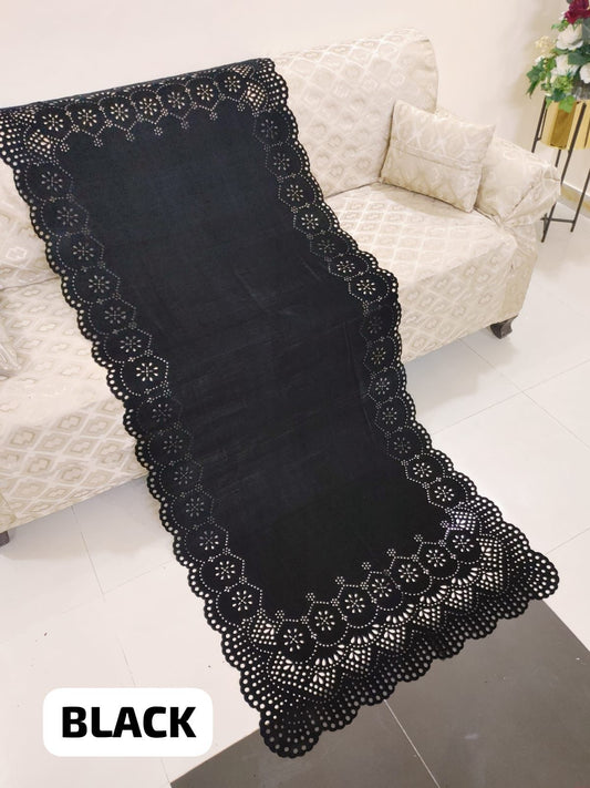 Laser Cut-work Velvet Shawl 2024 - Damask Black