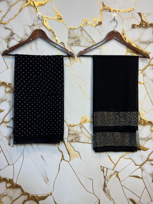 Chiffon Crystal Work 4-Piece Dress(balck)