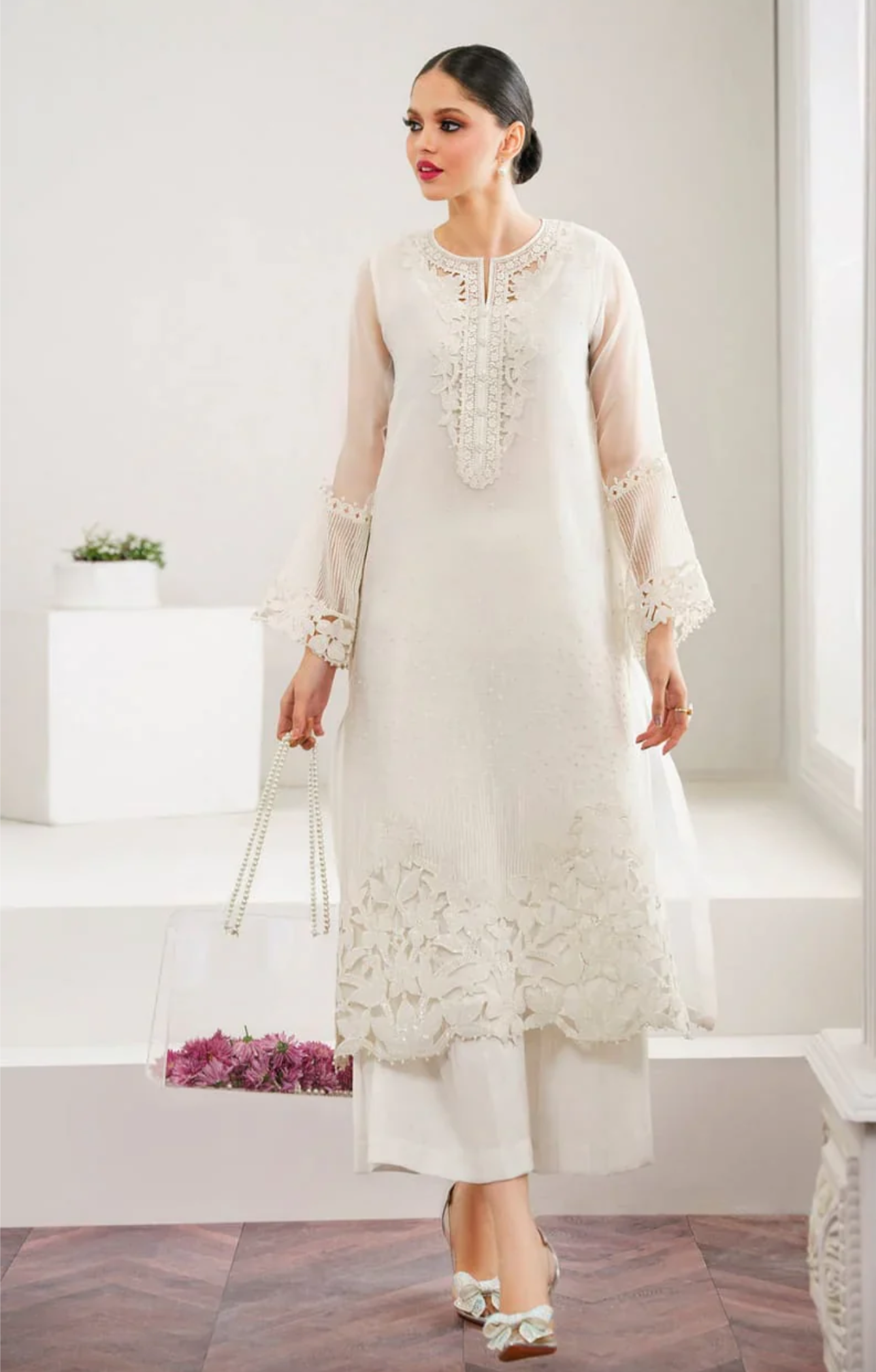 Baroque White Formal Organza Collection - Replica
