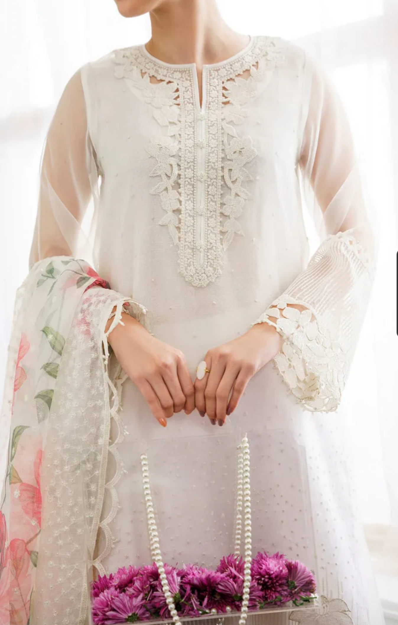 Baroque White Formal Organza Collection - Replica