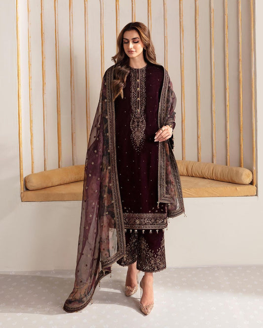 Jazmin Maroon Formal Collection Velvet - Replica