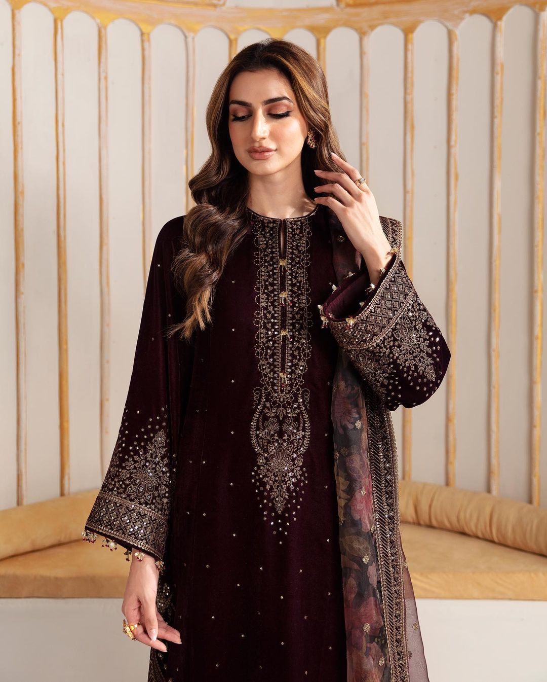 Jazmin Maroon Formal Collection Velvet - Replica