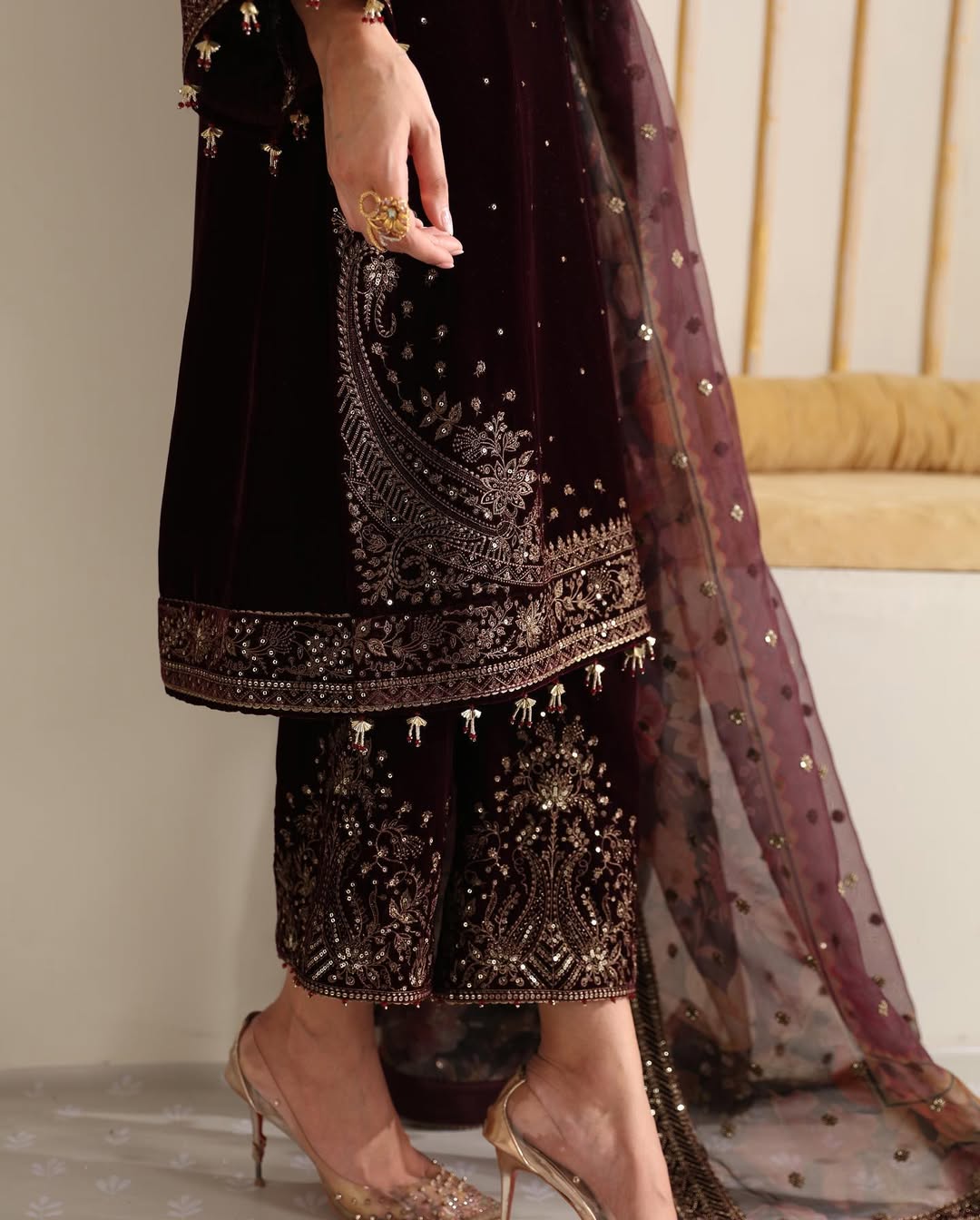 Jazmin Maroon Formal Collection Velvet - Replica
