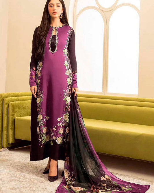 DIGITAL PRINT SHALMOZE SILK 3 PCS
