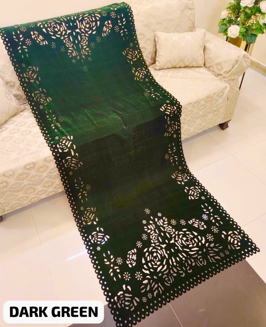 Laser Cut-work Velvet Shawl 2024 - Green