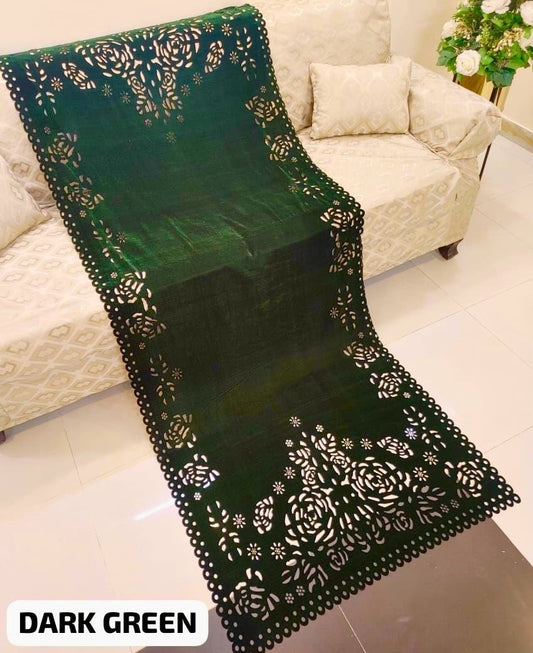 Laser Cut-work Velvet Shawl 2024 - Green