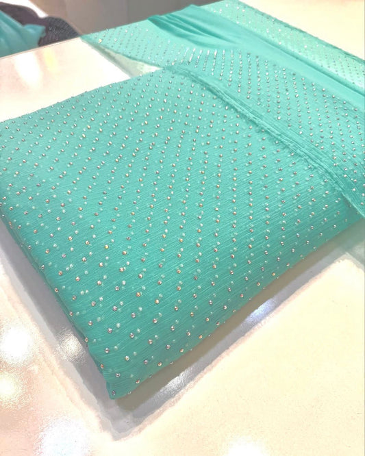 Chiffon Crystal Work 4-Piece Dress